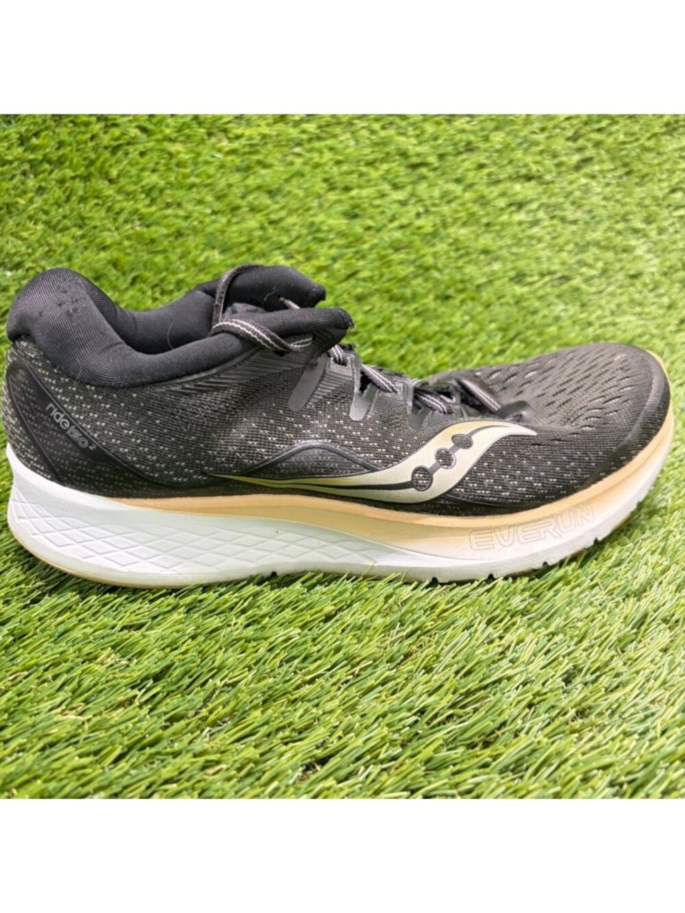Saucony Ride ISO 2 Womens Size 9.5 Black White Athletic Running Shoes Sneakers